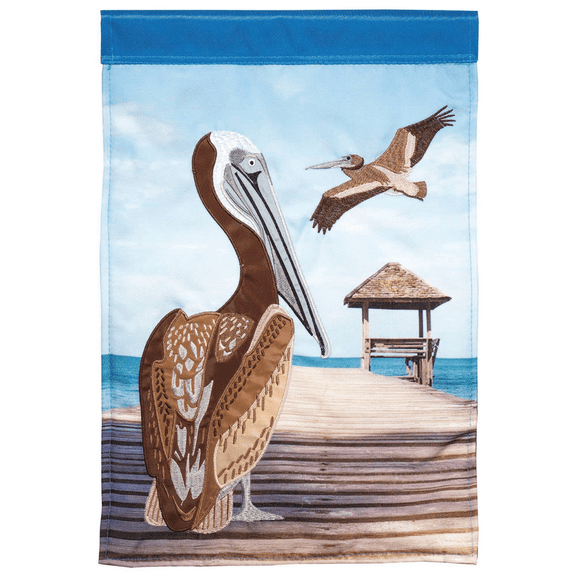 Magnolia Gardens M011311 13 x 18 in. Double Applique Pelican Polyester & Print Garden Flag