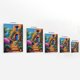 thumbnail image 2 of Lienzo canvas decorativo casa adobe mexicana color naranja con puertas azules, cactus y buganvilias, arte paisaje sudwest para sala y comedor., 2 of 7