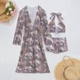 thumbnail image 4 of DAFEI Women's 3 Pieces Bikini Set Geo Print Bathing Suit Drawstring Swimsuit with Cover Ups Kimono, 4 of 8