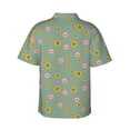 thumbnail image 3 of Daiia Pig Face With Sunflower Hawaiian Shirt for Men Gentle Cotton Regular Short Sleeve Casual-Large, 3 of 9