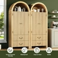 thumbnail image 6 of FURSUN 71" Tall Fluted Arched Bookshelf with Doors, Wood Pantry Storage Cabinet with 2 Large Drawers, Modern Versatile Bookcase for Living Room, Kitchen, Dining, Dark Walnut, 6 of 9