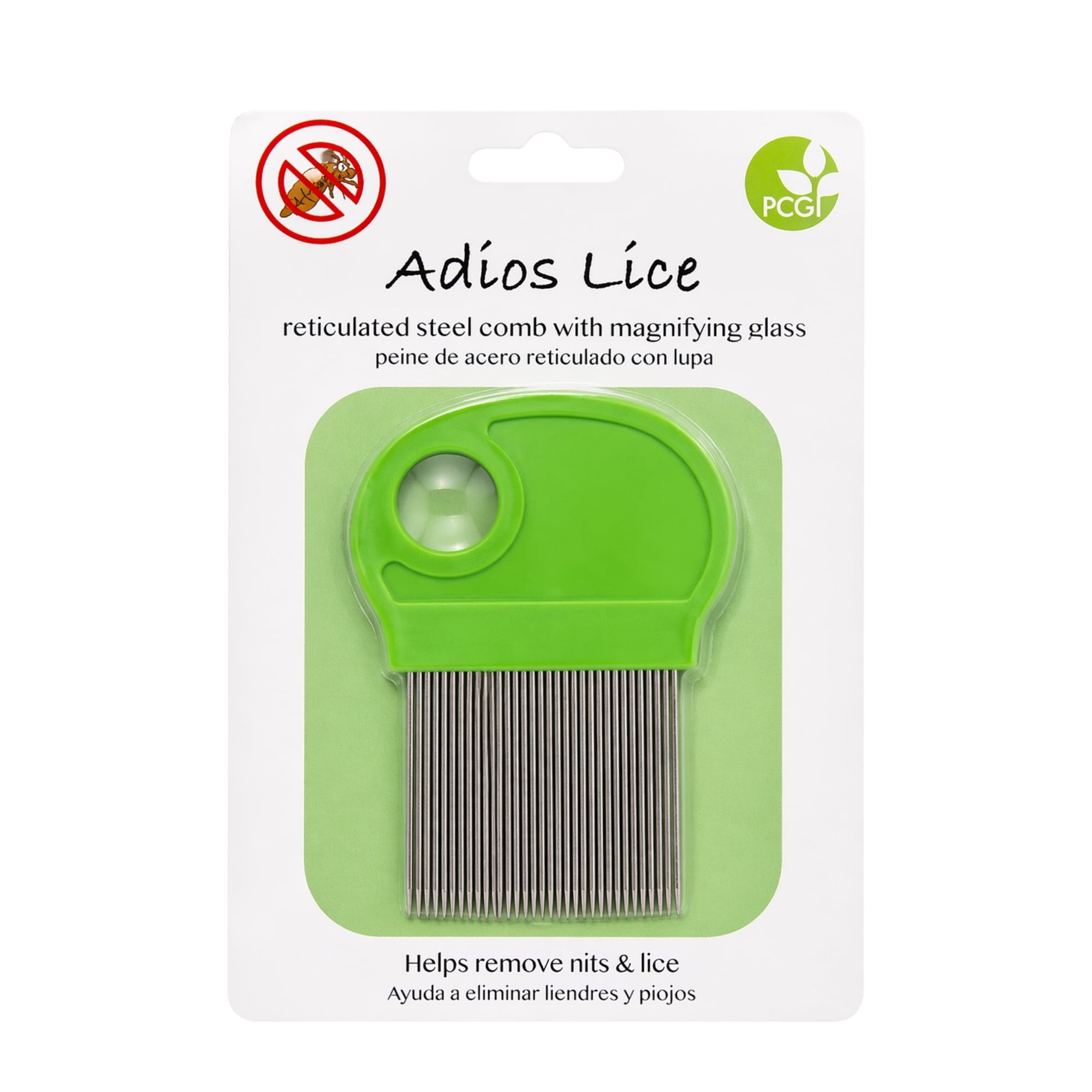Adios Lice Fine Tooth Comb with Magnifying Glass, Stainless Steel Hair Comb for Detailed Grooming, Precision Hair Care Tool for Kids & Adults, Durable Everyday Use, Lice Comb Remover