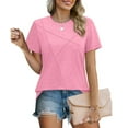 thumbnail image 7 of Weiqiqre T Shirts for Women Short Sleeve Shirts 2025 Pleated Summer Fashion Tops Loose Fit Crew Neck Casual T-Shirts Vacation Outfits, 7 of 7