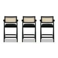 thumbnail image 4 of Jennifer Taylor Home Milan 25.5" Modern Resin Webbing Back Bar Stool with Arms, Set of 3, Ebony Black Boucle, 4 of 9