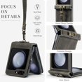 thumbnail image 2 of Case for Samsung Galaxy Z Flip5 2023,Protect PU Leather Cover with Wrist Strap Shockproof Protection Case (Coffee), 2 of 16