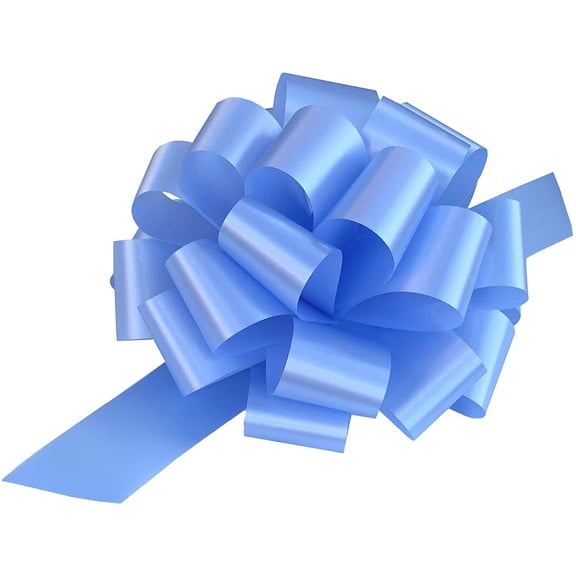 Light Blue Ribbon Pull Bows - 9" Wide, Set of 6, Easter, Spring, Gift Bows, Presents, Birthday, Baby Shower, Basket, Decoration, Office, Classroom, Fundraiser, Wedding, Reception, School, Graduation
