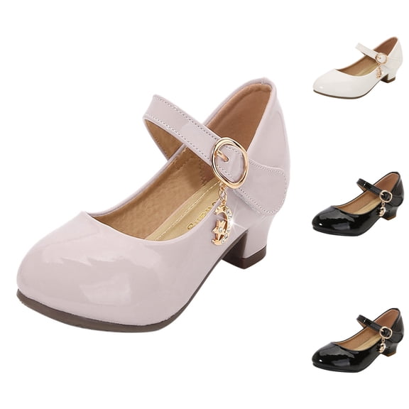 XinghaiYIDE Girls 2026 Low-Heel Dress Shoes, Kids Princess Leather Shoes for Elementary Students, Adjustable Buckle Formal Footwear for Performances/Weddings/Everyday Wear, Sizes 26-38 Red