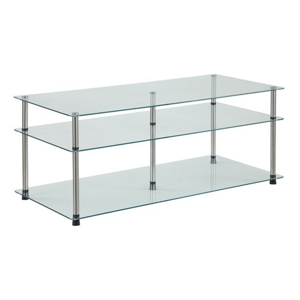 Convenience Concepts Designs2go No Tools 3 Tier Coffee Table Glass Walmart Com Walmart Com