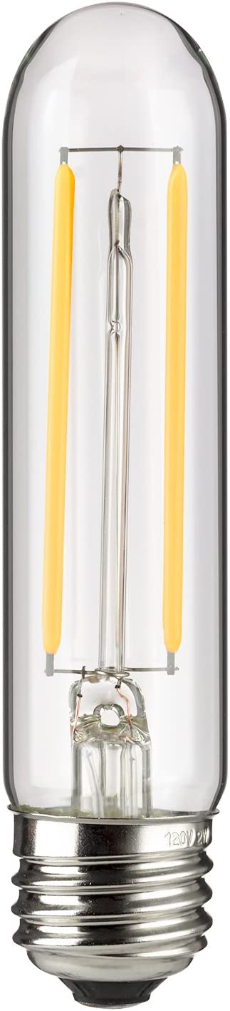 Diodesy- Pack of 6 T10/LED/FS/6W/E26/CL/27K/128MM/6PK T10 LED Dimmable Tubular Light Bulb, 6W (60W EQ), 2700K Warm White, Vintage Edison Style, Filament E26 Base for Pendant, Chandelier, Wall Sconce