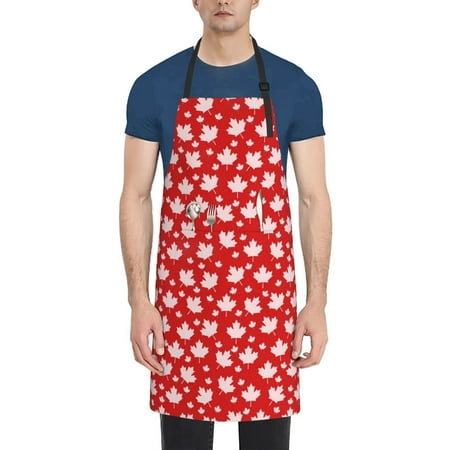 

Adobk Aprons Adjustable Bib Aprons with 2 Pockets Cooking Kitchen Chef Apron for Women and Men-Men-Maple Leaves