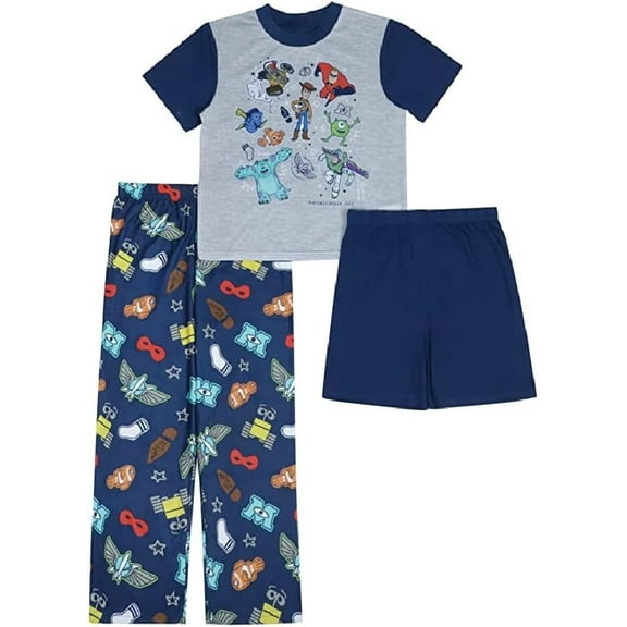Disney Toy Story, Monsters, Nemo, Wall-E Boy's Character 3-Piece Pajama Set (Size 4)