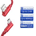 thumbnail image 3 of Cable USB para Android, KSun.Y Cable de carga rápida en ángulo recto de 90 grados con conector USB 2.0 trenzado compatible, 3 of 4