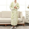 thumbnail image 5 of Couples Pajamas Matching Sets Unisex Thick Terry Cloth Bathrobes Oversized Kimono Spa Full Length Fleece Long Winter Sleepwear Green M, 5 of 5
