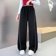 thumbnail image 5 of mgoYE Girl's Baggy Sweatpants Y2k Striped High Waist Wide Leg Sweat Pants Trousers with Pockets(Black,5-6 Years), 5 of 6
