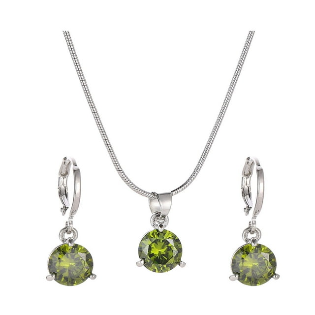 Maytalsory Alloy Two-Piece Round Zircon Pendant Set Anti-allergic And Anti-oxidant Lightweight And Comfortable green