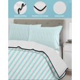 thumbnail image 3 of Quilts Queen Size Bedding Set, Thin Aqua Striped Reversible Summer Quilt 3 Pieces, Farmhouse Modern Stripes Lightweight Bedspreads Coverlets with 2 Pillow Shams for All Seasons, 3 of 5