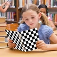 thumbnail image 6 of Black and White Checkered Notebook College Horizontal Grid Paper Ink Spill Resistant Water Resistant Cover 8.3x5.7x0.4in, 6 of 8