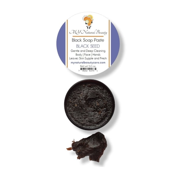 ALL-NATURAL Paste Black Soap made with BLACK SEED and LAVENDER | Deep Cleans Skin | Good for Dry and Sensitive Skin | Irritable and Inflamed Acne | Eczema and Rosacea | Face & Body | 5.5 oz. jar