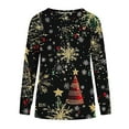 thumbnail image 5 of Craaazy Women's Christmas Long Sleeve Shirts Colorful Snowflake Christmas Tree Printed Round Neck Xmas Tops Gifts, 5 of 5