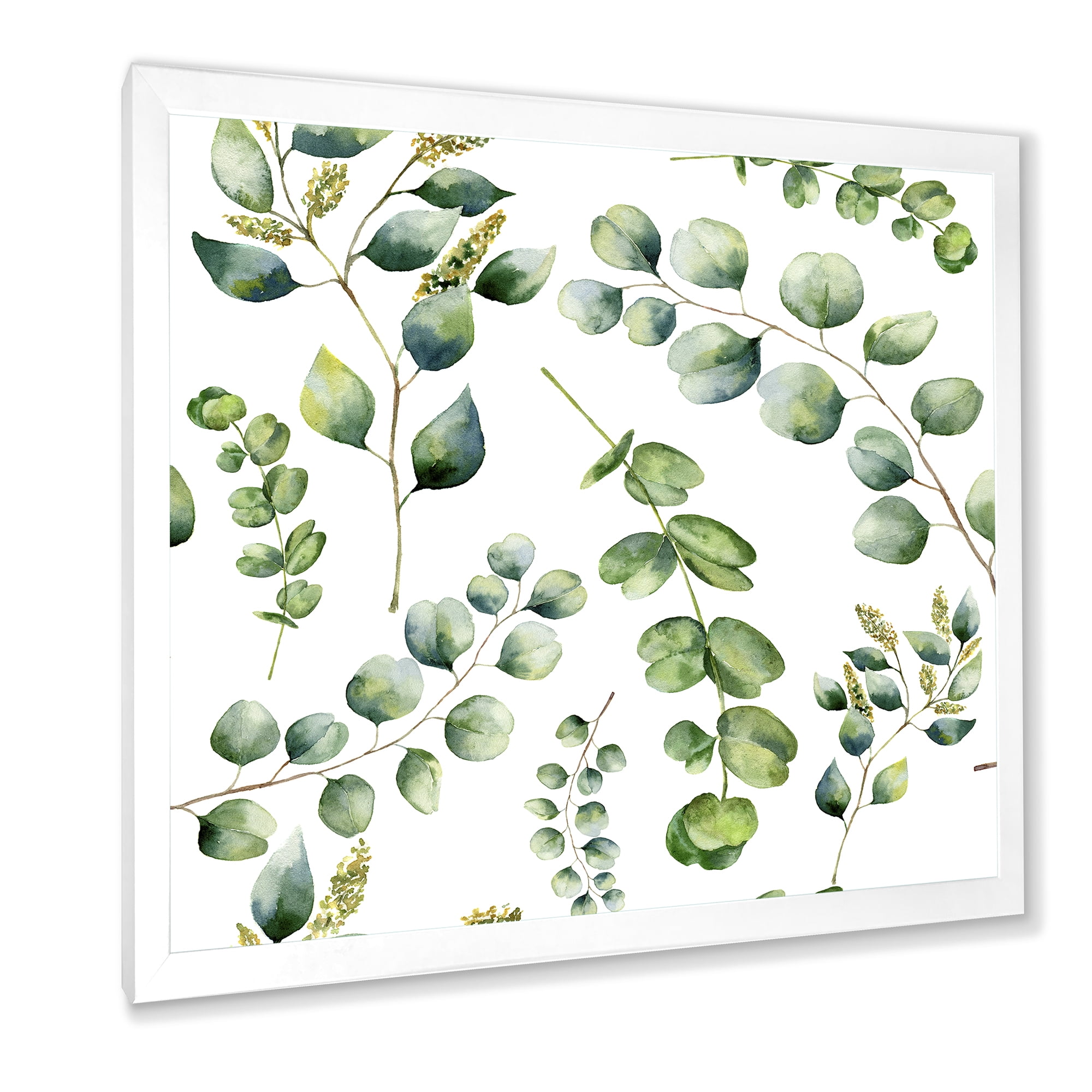 Designart 'Green Eucalyptus Plant Branches III' Traditional Framed Art Print