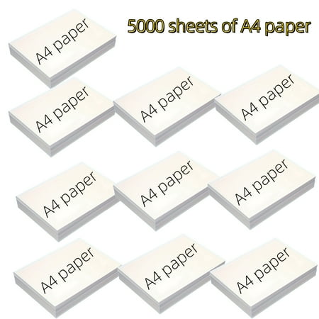 5000 sheets of 80gsm A4 white paper, suitable for copying, printing, and writing, with dimensions of 210 x 297 millimeters (8.27 inches x 11.69 inches) | 500 sheets per pack, 10 packs in total