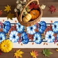thumbnail image 2 of Table Runner Dresser Scarves 90 Inch Long,Retro Autumn Blue Pumpkins Linen Dining Table Runners, 2 of 9