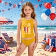 thumbnail image 2 of Girls' Sleeveless Swimwear Set, USA Flag & 250th Anniversary Print Tankini Bathing Suit 4-16Y, 2 of 4