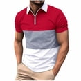 thumbnail image 2 of YHAJDS Zip Polo Shirt Men Casual Color Block Short Sleeve Collared Summer Top, 2 of 3