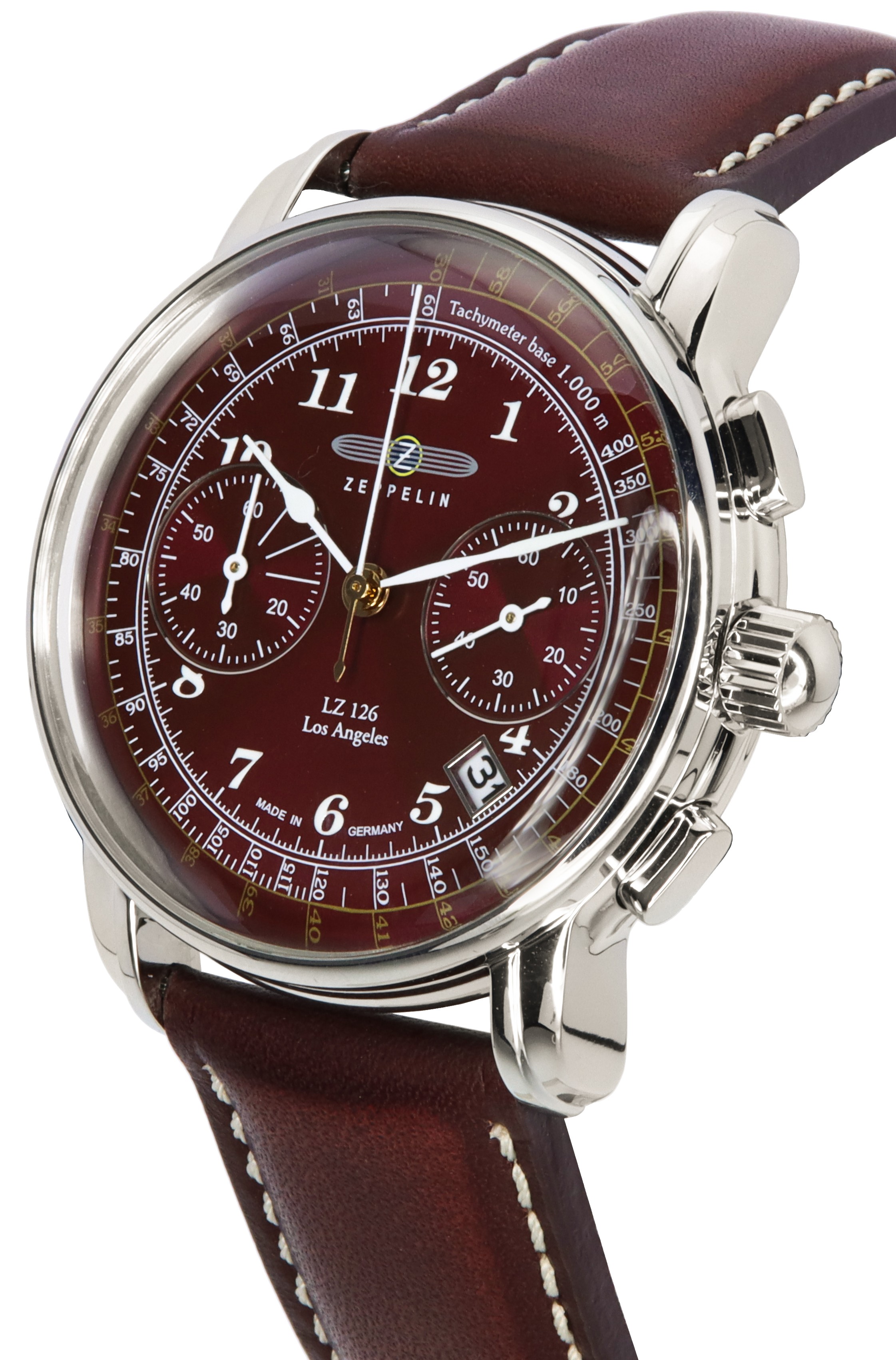 ルイージ Zeppelin LZ126 Los Angeles Chronograph Burgundy Dial Quartz