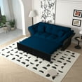 thumbnail image 6 of 74.8" Queen Convertible Pull Out Sofa Bed, 3-in-1 Sleeper Sofa with Pillows, Velvet Loveseat Bed for Living Room, Bedroom, Apartment, Office, Blue, 6 of 8