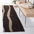 thumbnail image 4 of Safavieh Florida Ellen Modern Abstract Power Loomed Dark Brown/Beige Shag Runner Rug, 2'3" x 7', 4 of 8