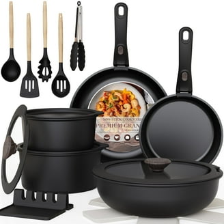 TWANY セット Ninja C19000 Foodi NeverStick 10-Piece Cookware Set, Black