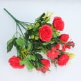 thumbnail image 3 of 10-branch Artificial Rose Bouquet Simulation Floral Decor Wedding Party Cloth Fake Flower, Red, 3 of 8