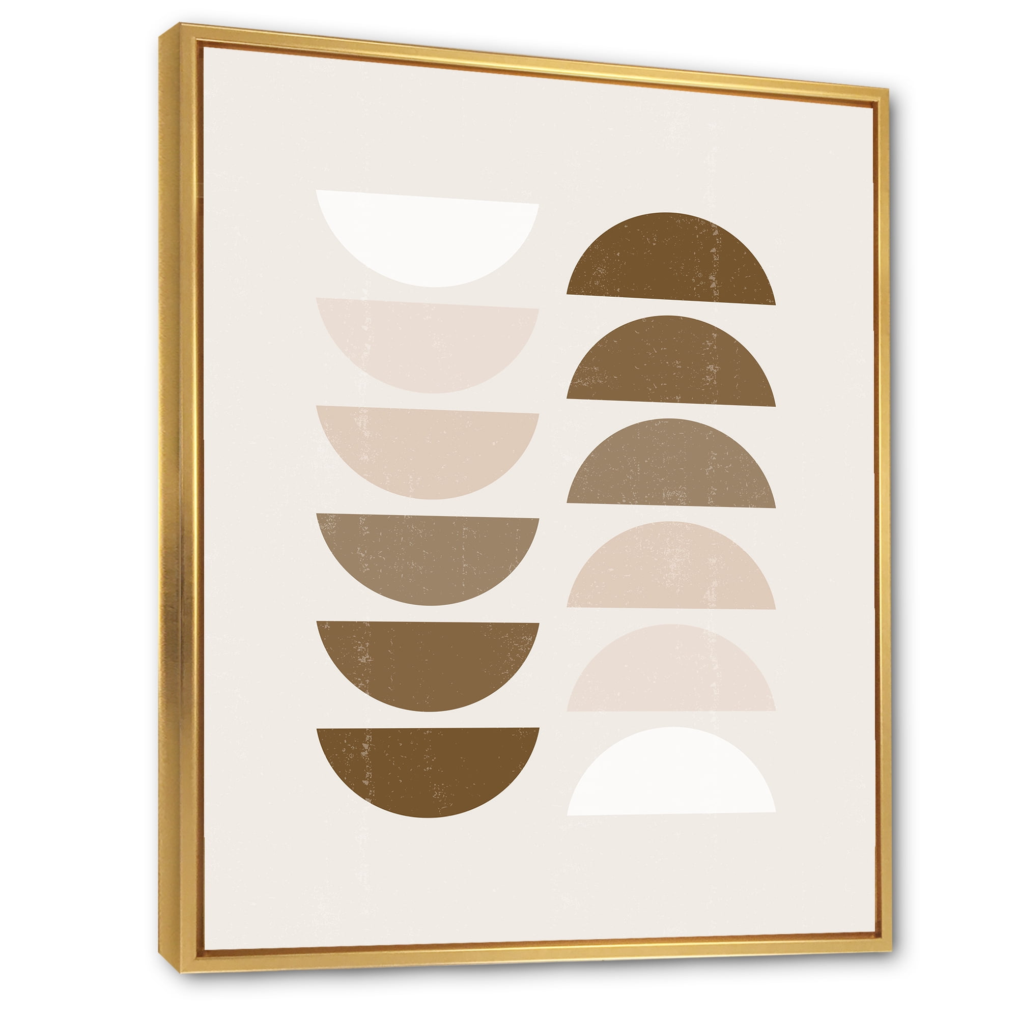 Designart 'Abstract Moon and Sun Geometrics In Terracotta II' Modern Framed Canvas Wall Art Print