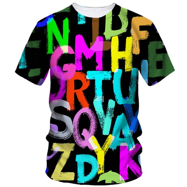 Nouveau T-Shirt d'Été pour Hommes Imprimé Lettre Créatif Hip Hop Rue Ample Décontracté Manches Courtes Col Rond Classique Qualité Vêtements