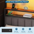 thumbnail image 4 of Metal Bunk Bed Twin Over Twin Size with Charging Station and LED Lights, L-Shaped Twin Bunk Beds with 8 Storage Drawers, Twin Loft Beds with Storage Headboard for Teen, Black, 4 of 9