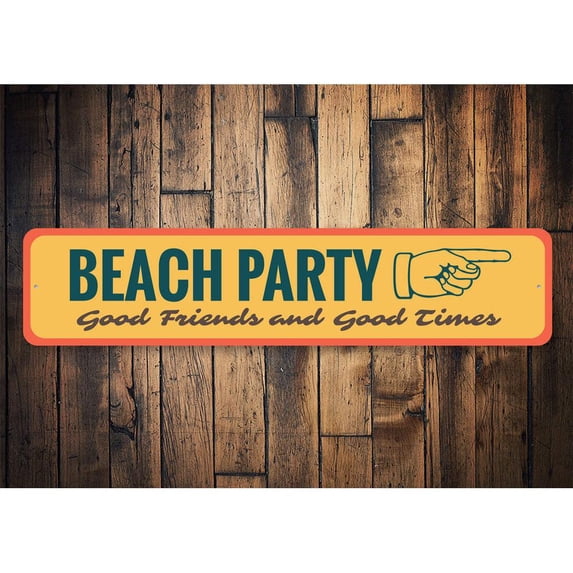 Beach Party Directional Novelty Decor, Metal Wall Sign - 4x18 Inches