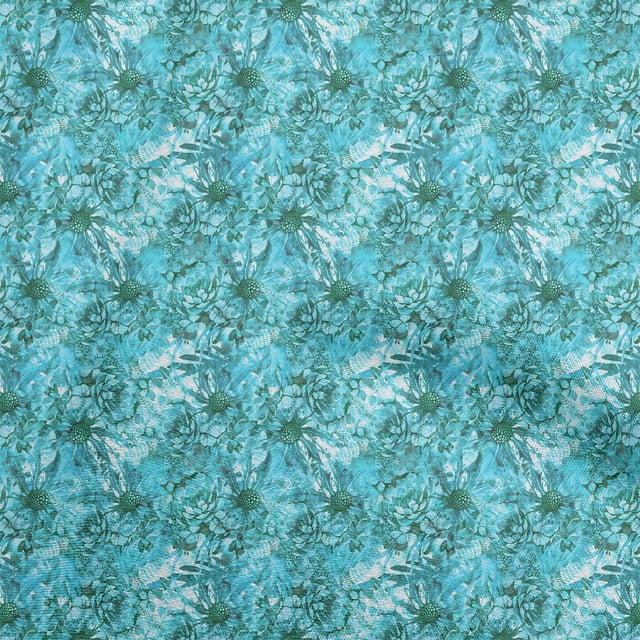 oneOone Velvet Turquoise Blue Fabric Abstract Floral Craft Projects Decor Fabric Printed By The Yard 58 Inch Wide-1ra