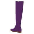 thumbnail image 4 of YDN Women's Round Closed Toe Flats Knee High Boots Low Heel V Cut Side Zipper Riding Boots Casual Party Shoes Size 7 Purple, 4 of 4