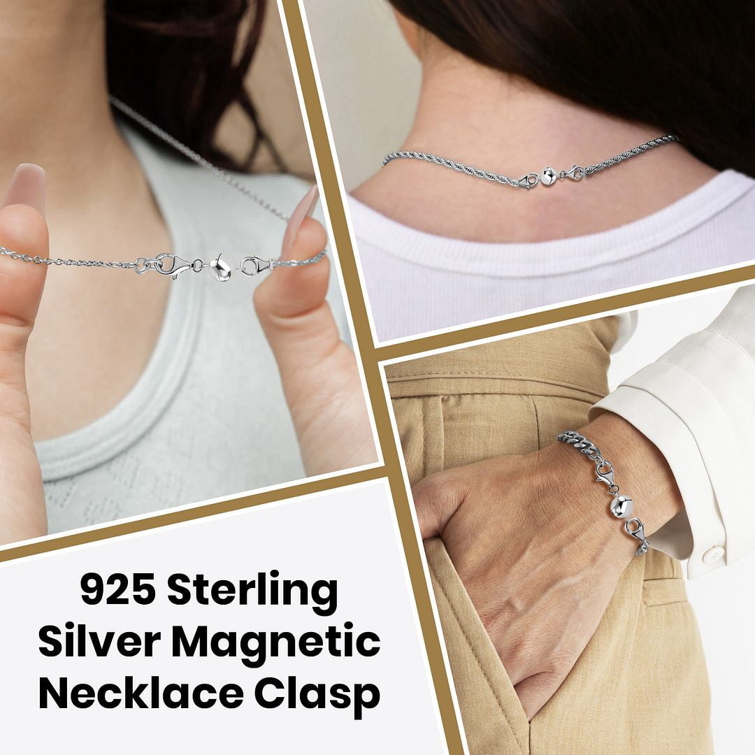 Magnetic Necklace Clasps and Closures - 925 Sterling Silver Magnetic Bracelet Clasps and Closures Set of 3 - Yellow Gold/ Rose Gold/ Silver Birthday Christmas Gifts