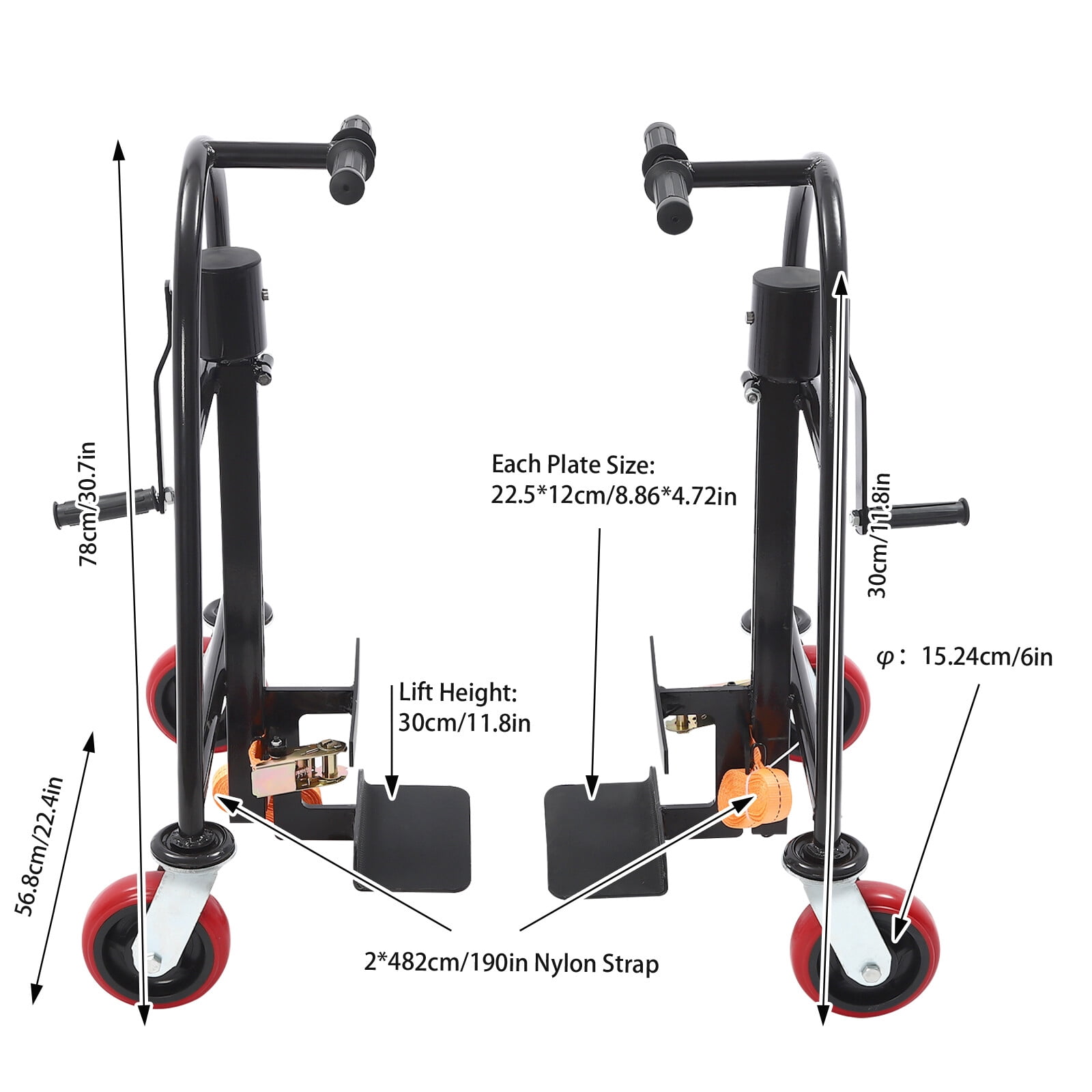 Heavy-Duty Furniture Mover - 4 Wheels(6in Diameter), 11.8in Lift Height - 190in Nylon Straps, Suitable for Office/Warehousing/Logistics/Furniture Store Use