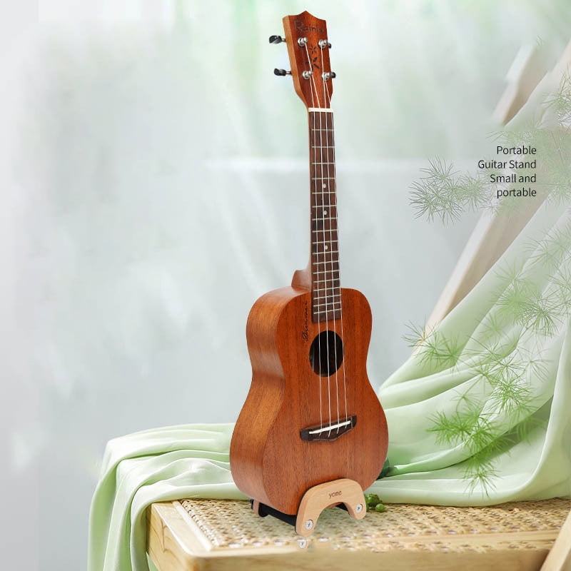 Ukulele Stand Floor Desktop, Solid Wood Clip On Travel Stand, Adjustable for 21"-26" Soprano/Concert/Tenor Ukuleles