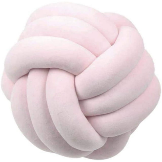 Almohada de nudo, almohada de bola anudada, cojín de bola de nudo decorativo, almohada de siesta de bebé hecha a mano, felpa suave, para sofá, coche, oficina 27 * 27 cm / rosa