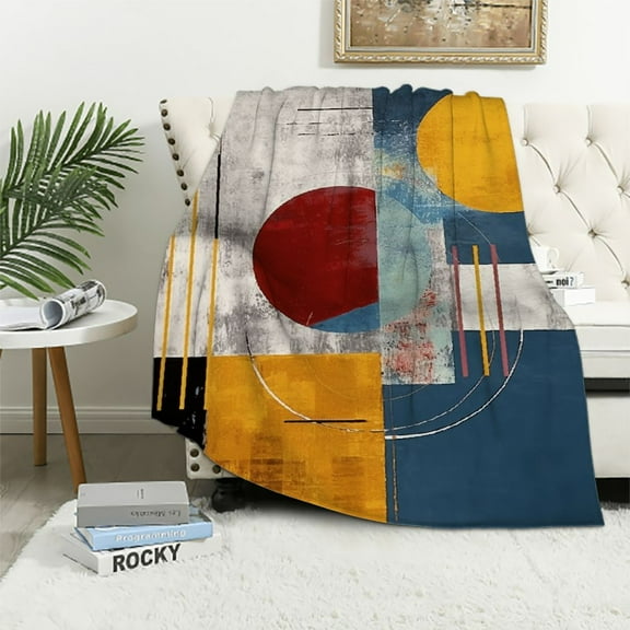 Shiartex Geometric Abstract Art Cozy Throw Blanket for Bedroom Living Rooms Sofa Couch All Seasons Lightweight Blanket 40x50in
