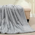 thumbnail image 5 of Home Soft Things Solid Light Faux Fur Throw - Vapor Gray - 50" x 60", 5 of 10