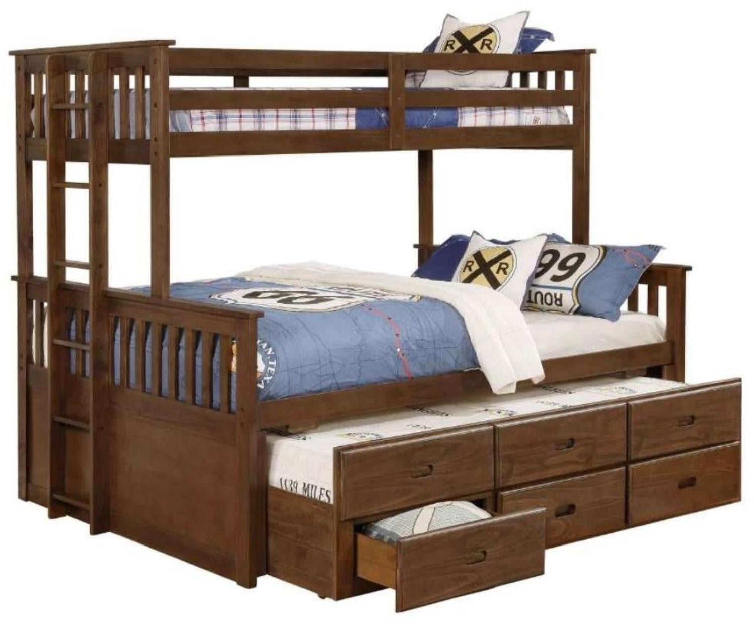 Coaster Atkin Twin XL Over Queen 3-drawer Wood Bunk Bed in Brown Finish ...