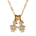thumbnail image 1 of Collar para Mujer de Niños Personalizado LuckyLy, Baño de Oro 14k y Zirconia Cúbica, Cadena y Charms, Modelo Darcy Niño y Niña dorado 2 Niñas, 1 of 6