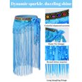 thumbnail image 5 of FEOYA Women Belly Dance Hip Scarf with Sequins Long Fringe Wrap Skirts Belt Tassel Scarf Skirt for Performance Carnival Rave Dance Training, 5 of 7