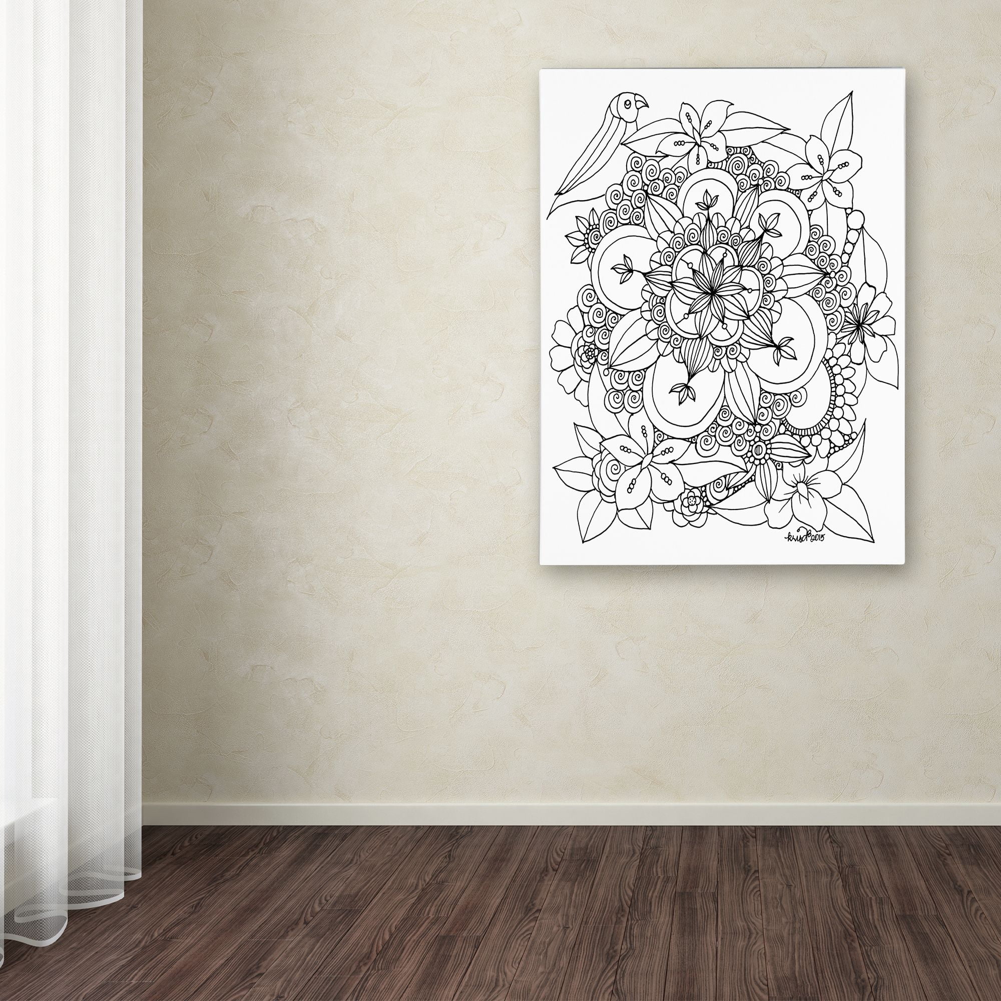 KCDoodleArt 'Fairies and Woodland Creatures 7' Canvas Wall Art 35 x 47 Inches