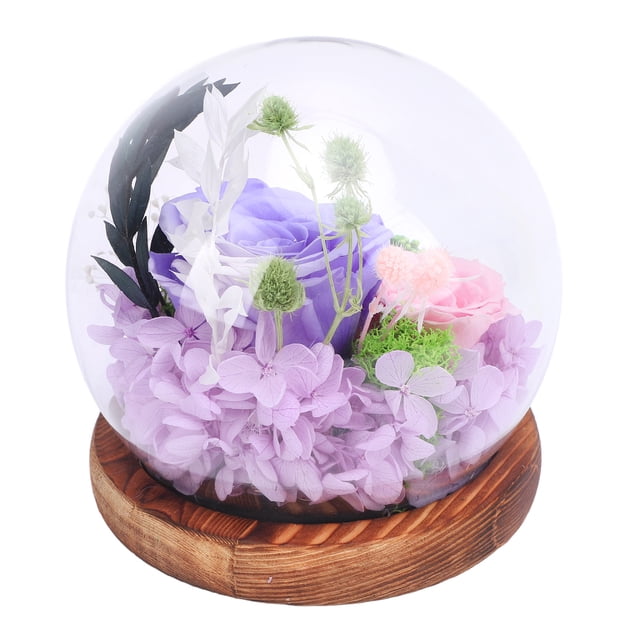 Flores Globo De Cristal Luz Exquisita Multifuncional LED Flor Globo De Cristal Lámpara De Escritorio Rosas Artesanales Conservadas Para Cumpleaños, Navidad, Día De La Madre